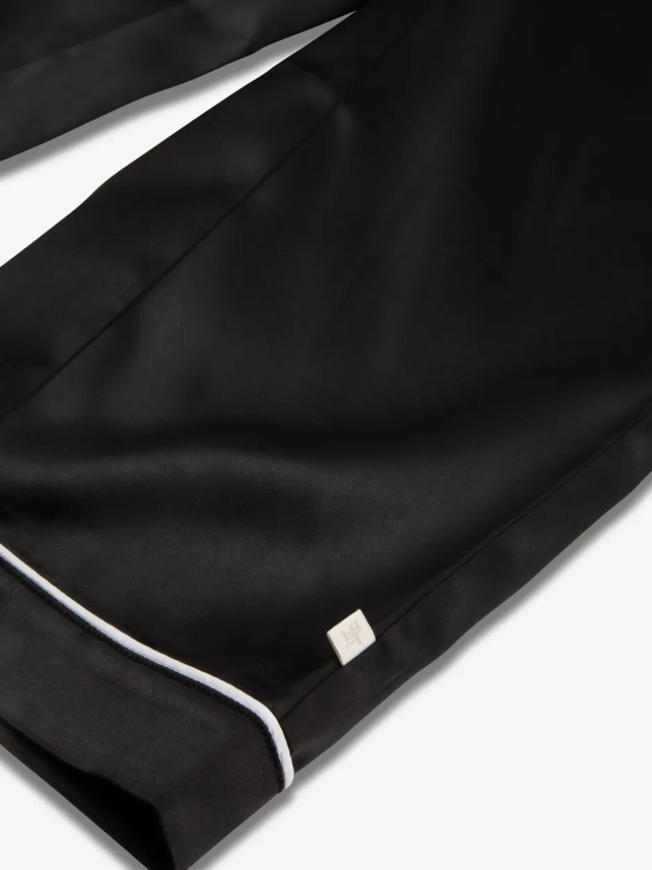 Nachtkleding En Pyjama's|Pyjama's|The Little Tailor - Satijnen Kinder Kerstmis Pyjama's met Knoopsluiting Zwart