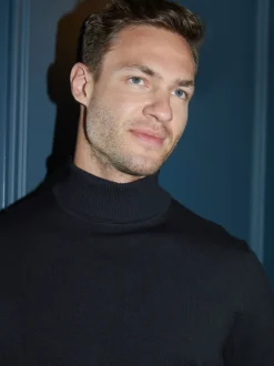 Gebreide Kleding*Threadbare - - Gebreide trui met rolkraag Zwart
