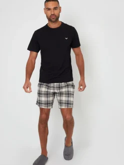 Pyjama's*Threadbare Zwart - - Geruite pyjamaset met short