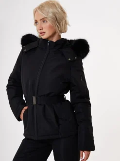 Jassen En Jacks|Threadbare - - Gewatteerde ski-jas met riem Zwart