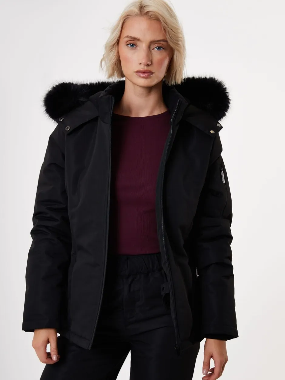 Jassen En Jacks|Threadbare - - Gewatteerde ski-jas met riem Zwart
