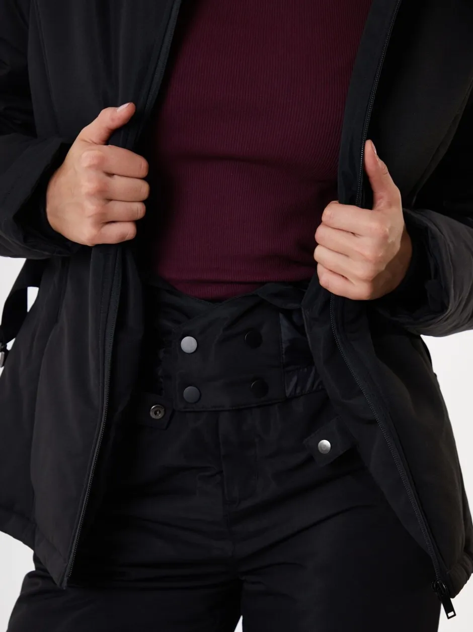 Jassen En Jacks|Threadbare - - Gewatteerde ski-jas met riem Zwart