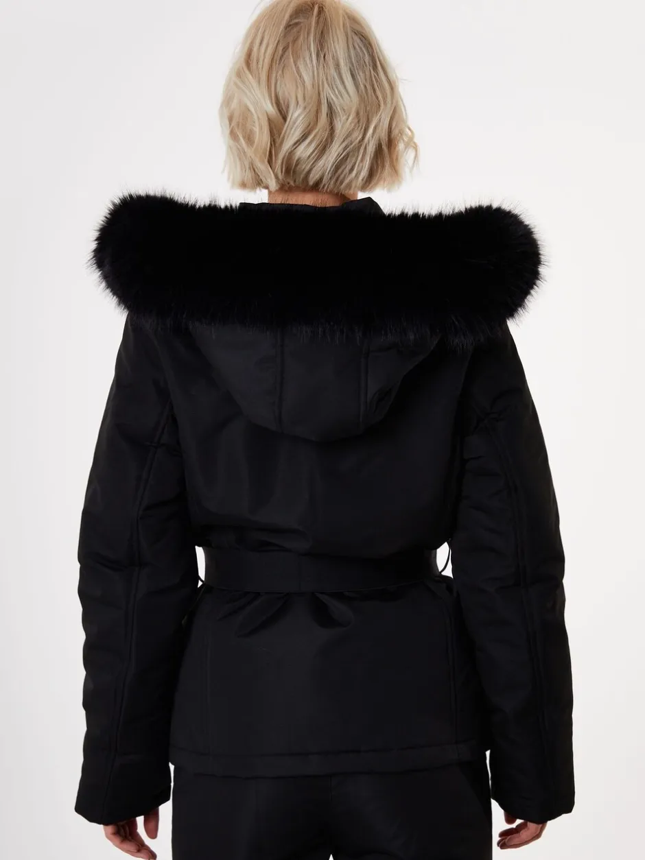 Jassen En Jacks|Threadbare - - Gewatteerde ski-jas met riem Zwart