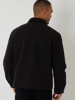 Blazers En Business-Jasjes*Threadbare - - Gewatteerd shacket met knopen van imitatie wol Zwart