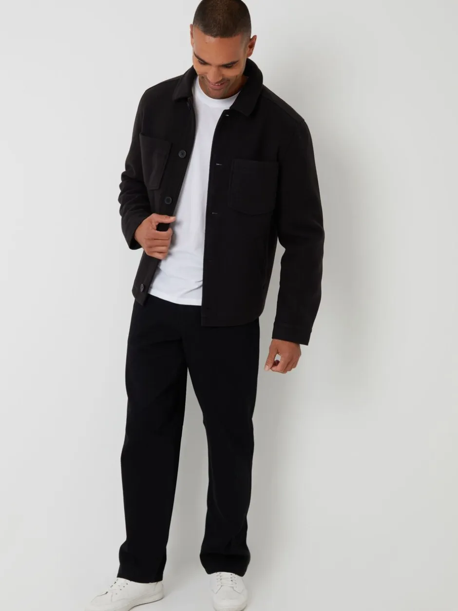Blazers En Business-Jasjes*Threadbare - - Gewatteerd shacket met knopen van imitatie wol Zwart