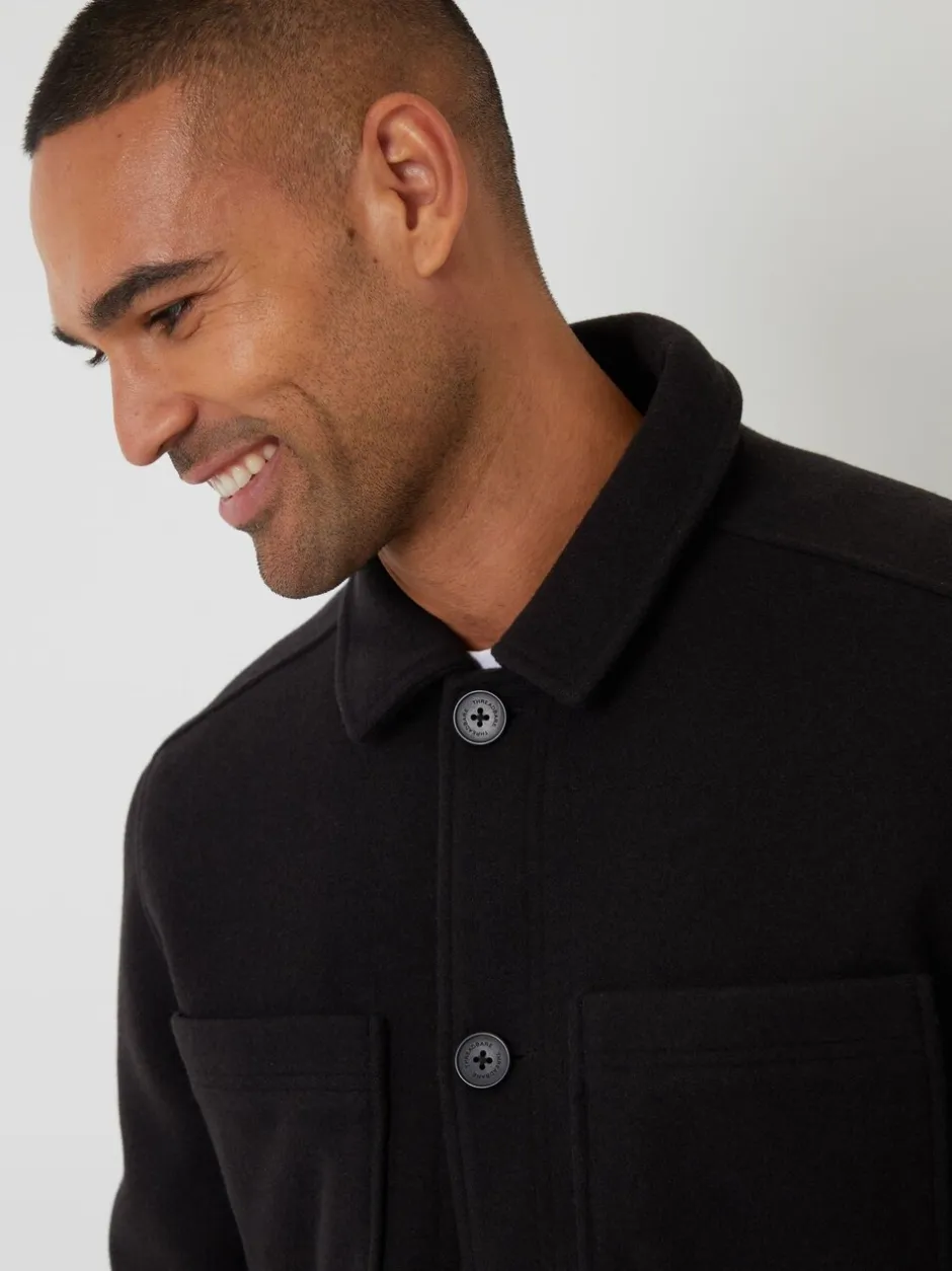 Blazers En Business-Jasjes*Threadbare - - Gewatteerd shacket met knopen van imitatie wol Zwart