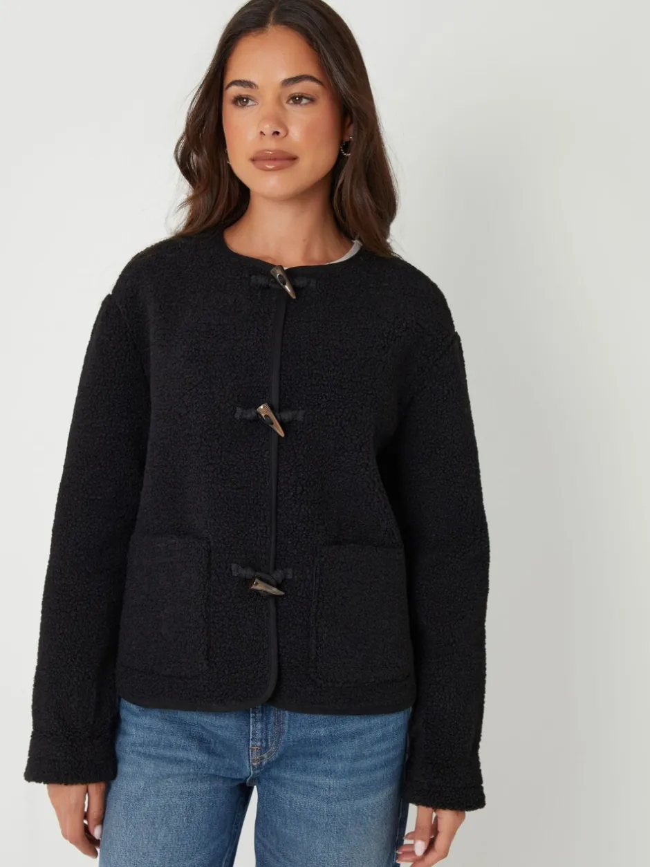 Jassen En Jacks|Threadbare - borg fleece Toggle jack Zwart