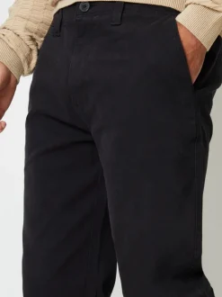 Broeken En Chino's|Threadbare - Broeken van canvas met Rechte pijpen en stretchy Zwart