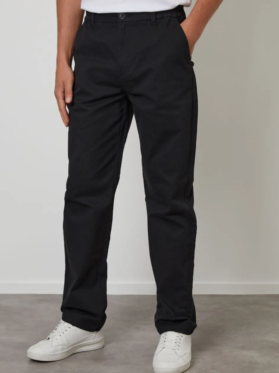 Broeken En Chino's*Threadbare - Chino met rechte pijpen en stretchy tailleband Zwart
