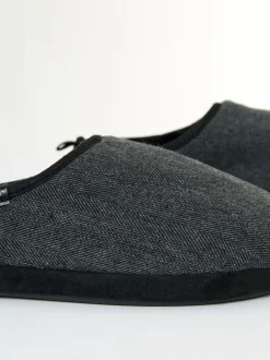Pantoffels|Threadbare - Faux Suede Faux Fur Lined Mule Slippers Zwart