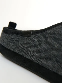 Pantoffels|Threadbare - Faux Suede Faux Fur Lined Mule Slippers Zwart