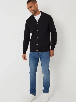 Gebreide Kleding|Threadbare - gebreid vest van een katoenmix Zwart