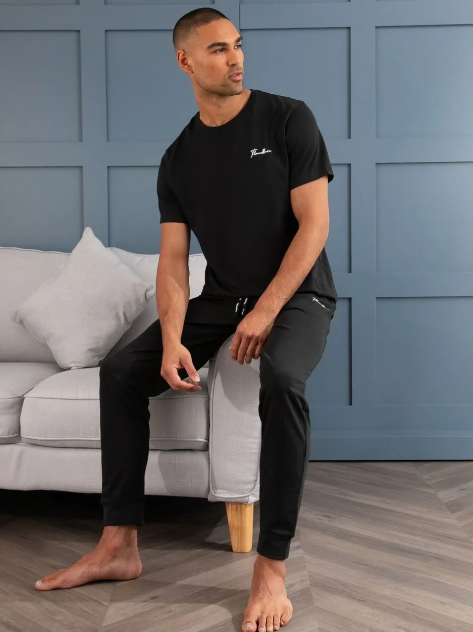 Pyjama's|Threadbare Zwart - pyjamaset