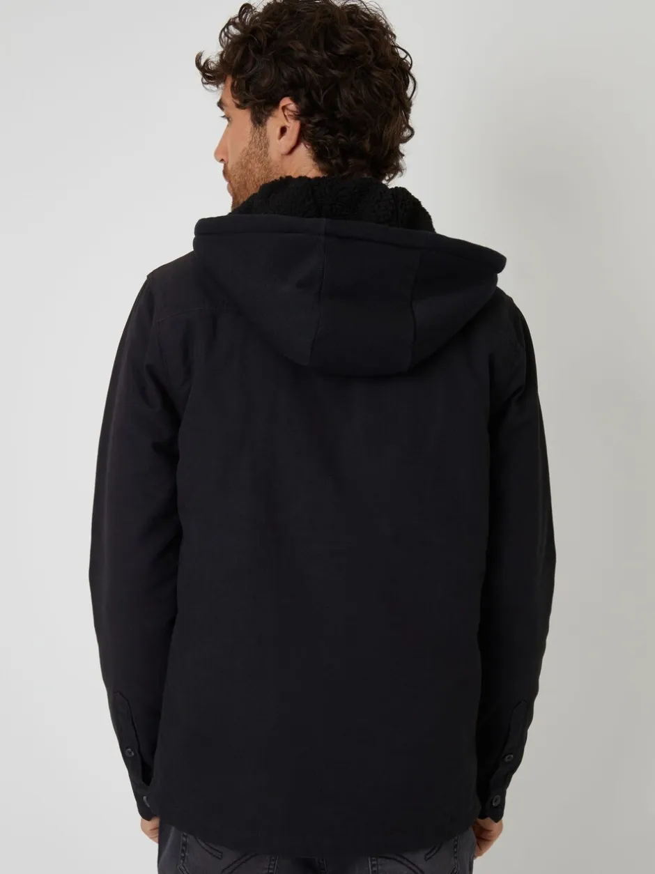 Blazers En Business-Jasjes|Threadbare - Quilted Shacket with Borg Lined Hood Zwart