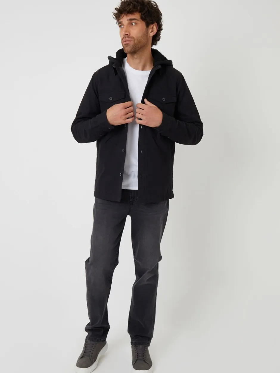 Blazers En Business-Jasjes|Threadbare - Quilted Shacket with Borg Lined Hood Zwart