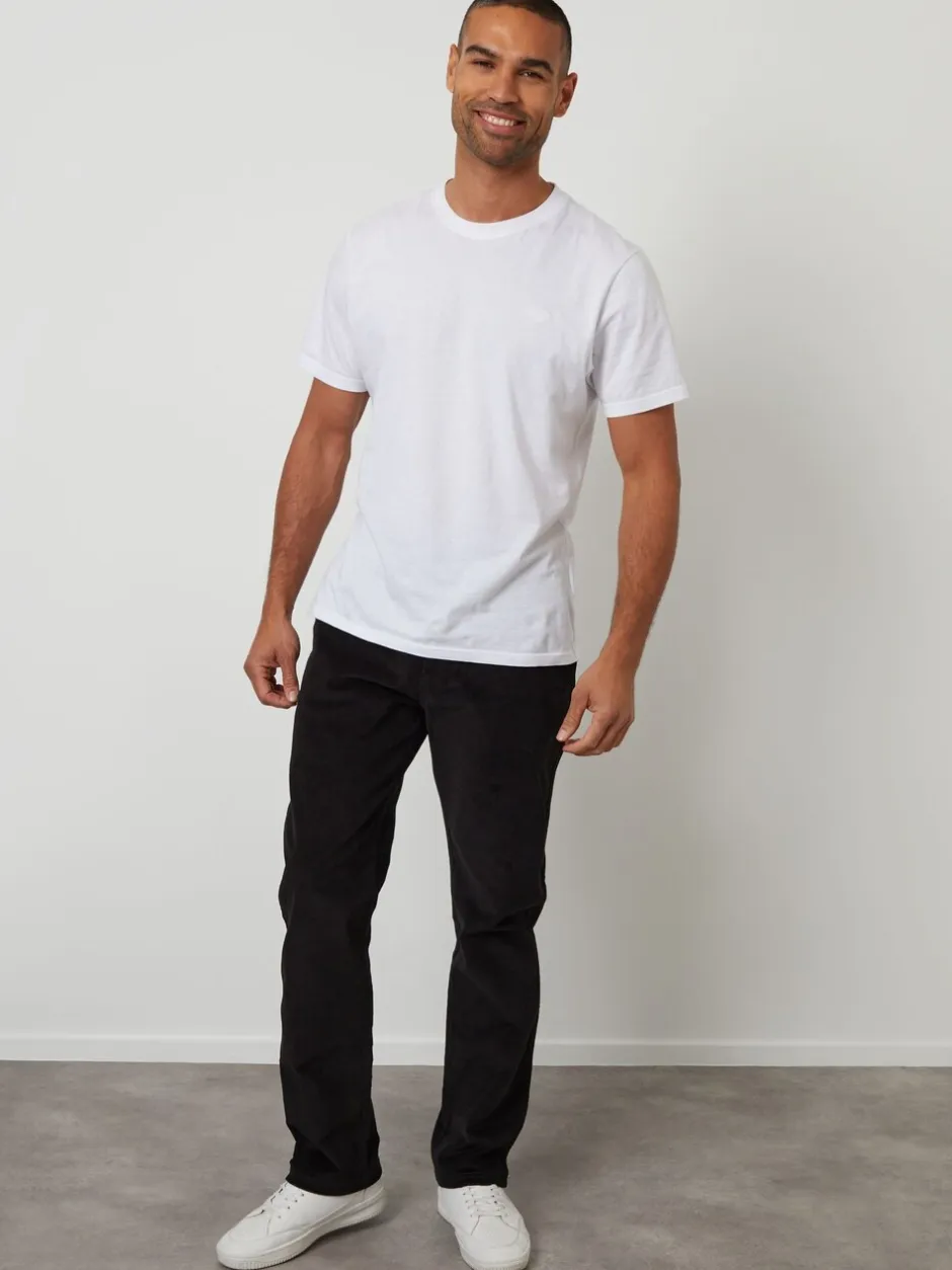 Broeken En Chino's*Threadbare - Straight Leg Stretch Corduroy Trousers Zwart