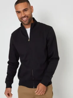 Sweaters En Hoody´S|Sweaters En Hoody´S*Threadbare - sweatshirt met trechterkraag en korte rits Zwart
