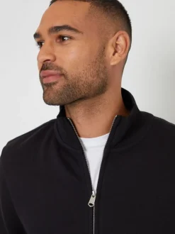 Sweaters En Hoody´S|Sweaters En Hoody´S*Threadbare - sweatshirt met trechterkraag en korte rits Zwart