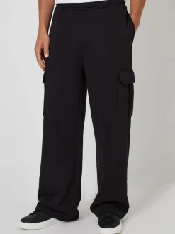 Joggingbroeken|Threadbare - Wide Leg Cargo Joggers Zwart