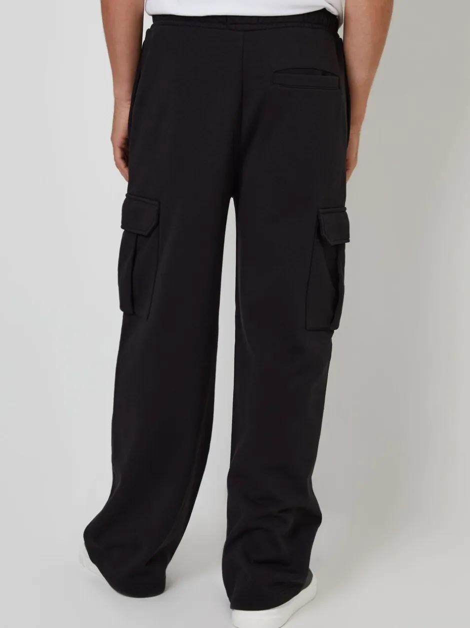 Joggingbroeken|Threadbare - Wide Leg Cargo Joggers Zwart