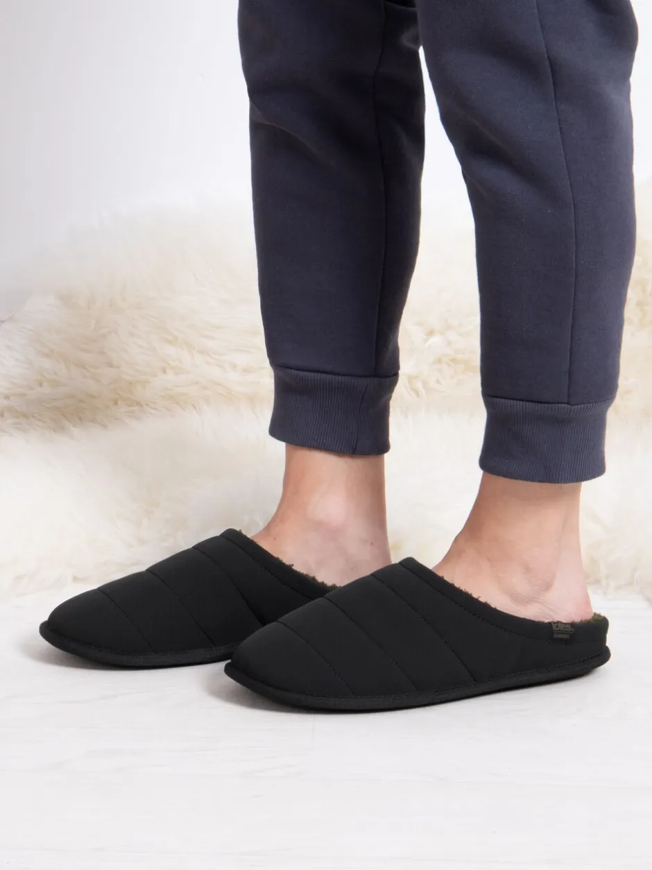 Pantoffels*Totes - Isotoner Sport gewatteerde muiltjes voor heren Zwart