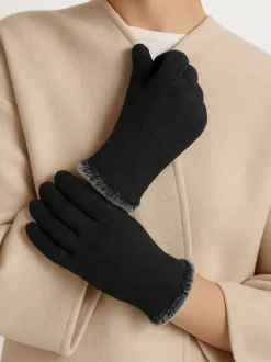 Mutsen, Handschoenen En Sjaals|Totes - Thermal SmarTouch Gloves With Tipped Fur Cuff Zwart