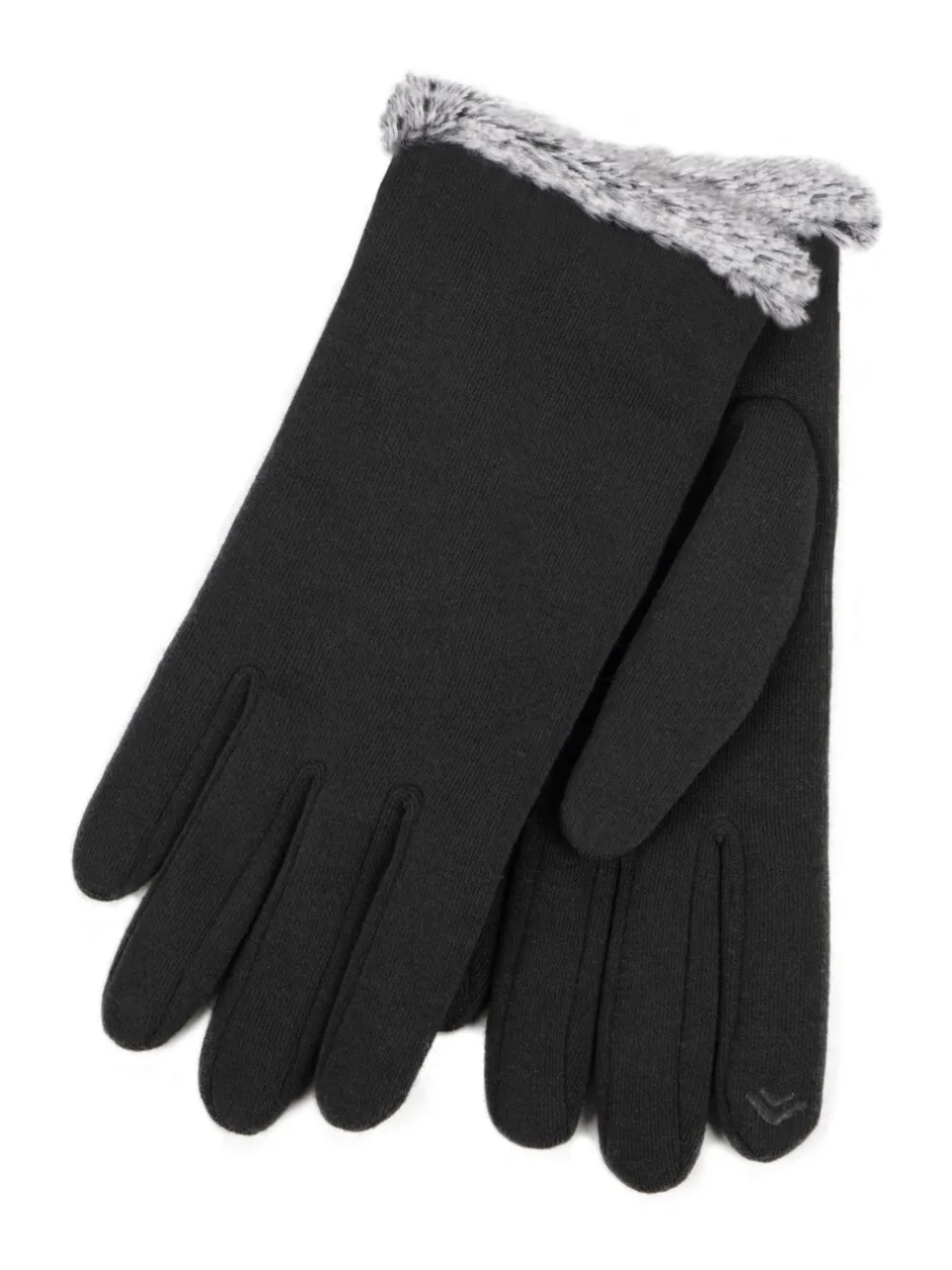 Mutsen, Handschoenen En Sjaals|Totes - Thermal SmarTouch Gloves With Tipped Fur Cuff Zwart