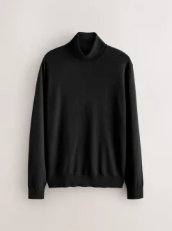 Gebreide Kleding*Next - Trui met col, standaard pasvorm en hoog katoengehalte Zwart