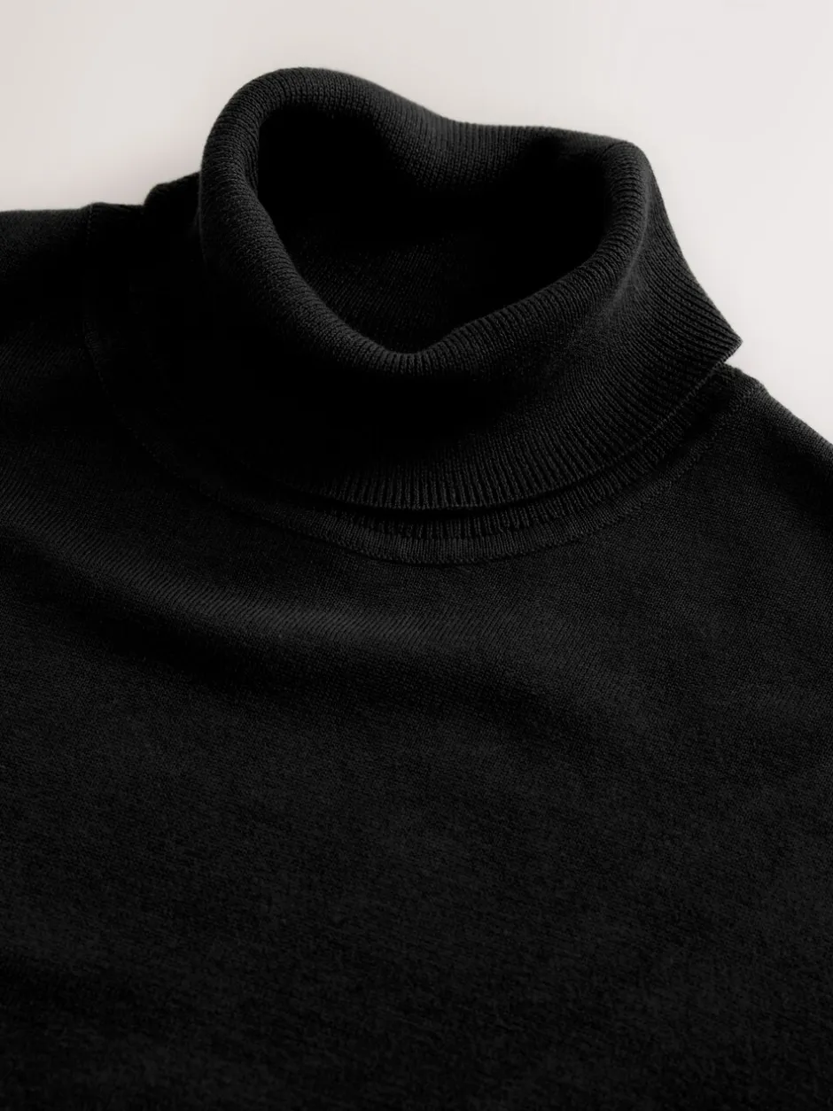 Gebreide Kleding*Next - Trui met col, standaard pasvorm en hoog katoengehalte Zwart