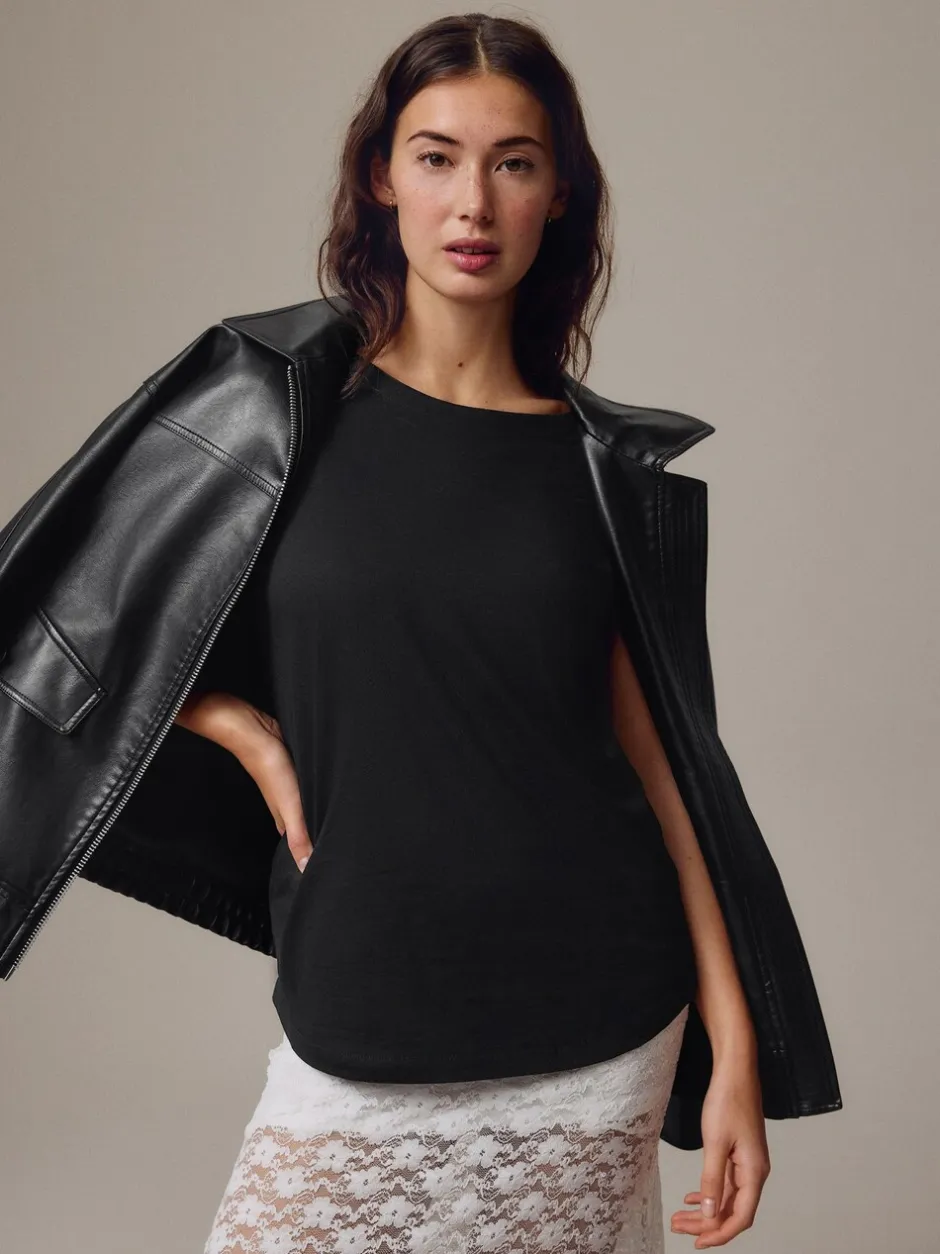 Tops En T-Shirts|Next Zwart - T-shirt met kapmouwtjes