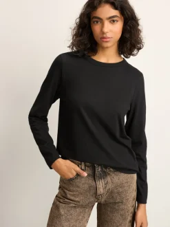 Tops En T-Shirts|Next Zwart - T-shirt met lange mouwen en ronde hals