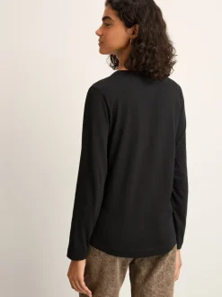 Tops En T-Shirts|Next Zwart - T-shirt met lange mouwen en ronde hals