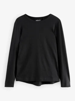 Tops En T-Shirts|Next Zwart - T-shirt met lange mouwen en ronde hals
