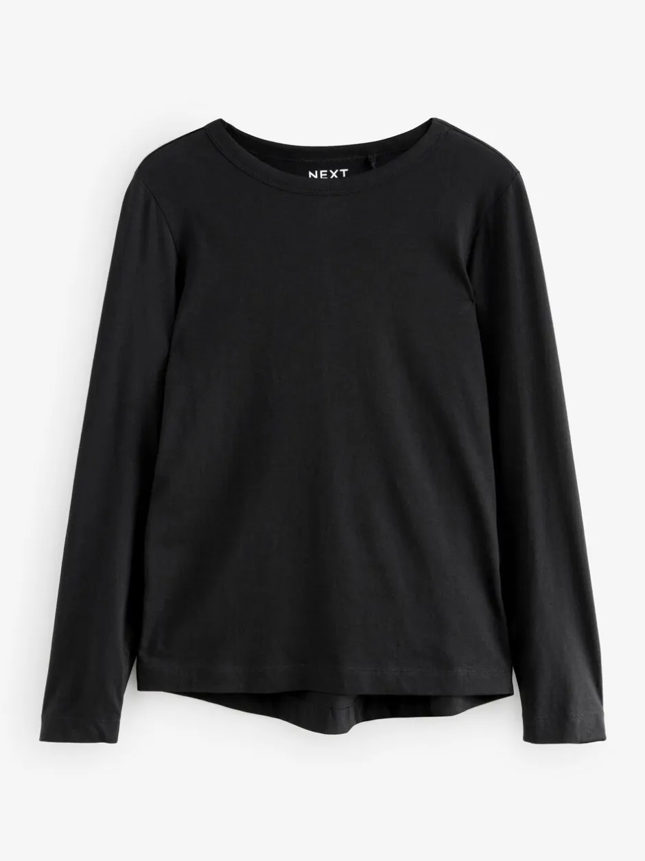 Tops En T-Shirts|Next Zwart - T-shirt met lange mouwen en ronde hals