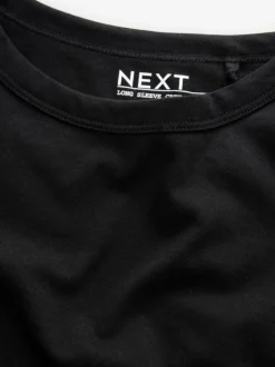 Tops En T-Shirts|Next Zwart - T-shirt met lange mouwen en ronde hals