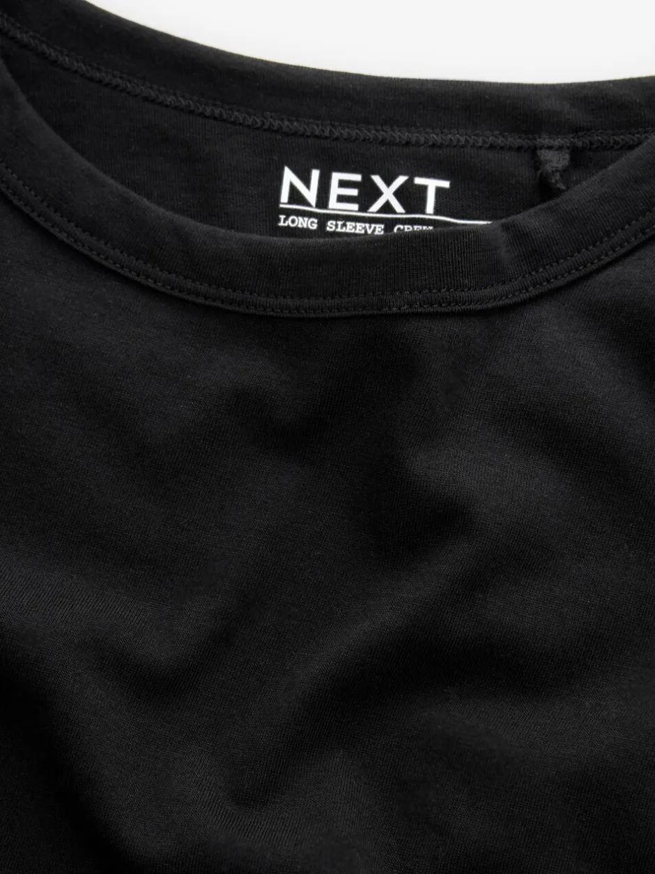 Tops En T-Shirts|Next Zwart - T-shirt met lange mouwen en ronde hals