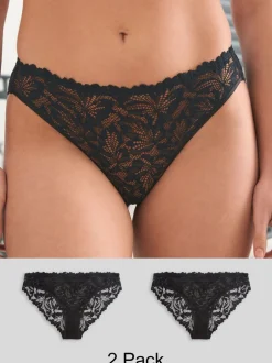 Onderbroeken*Next Zwart - Ultimate Comfort kanten slip verpakking van 2