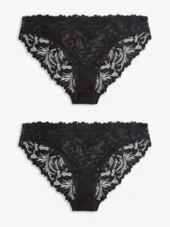 Onderbroeken*Next Zwart - Ultimate Comfort kanten slip verpakking van 2