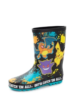 Laarzen|Vanilla Underground - Kids Pokemon Wellies with Handles Zwart
