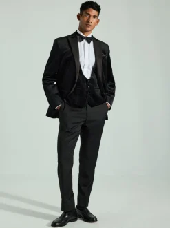 Vesten|Next - Velvet Waistcoat Zwart