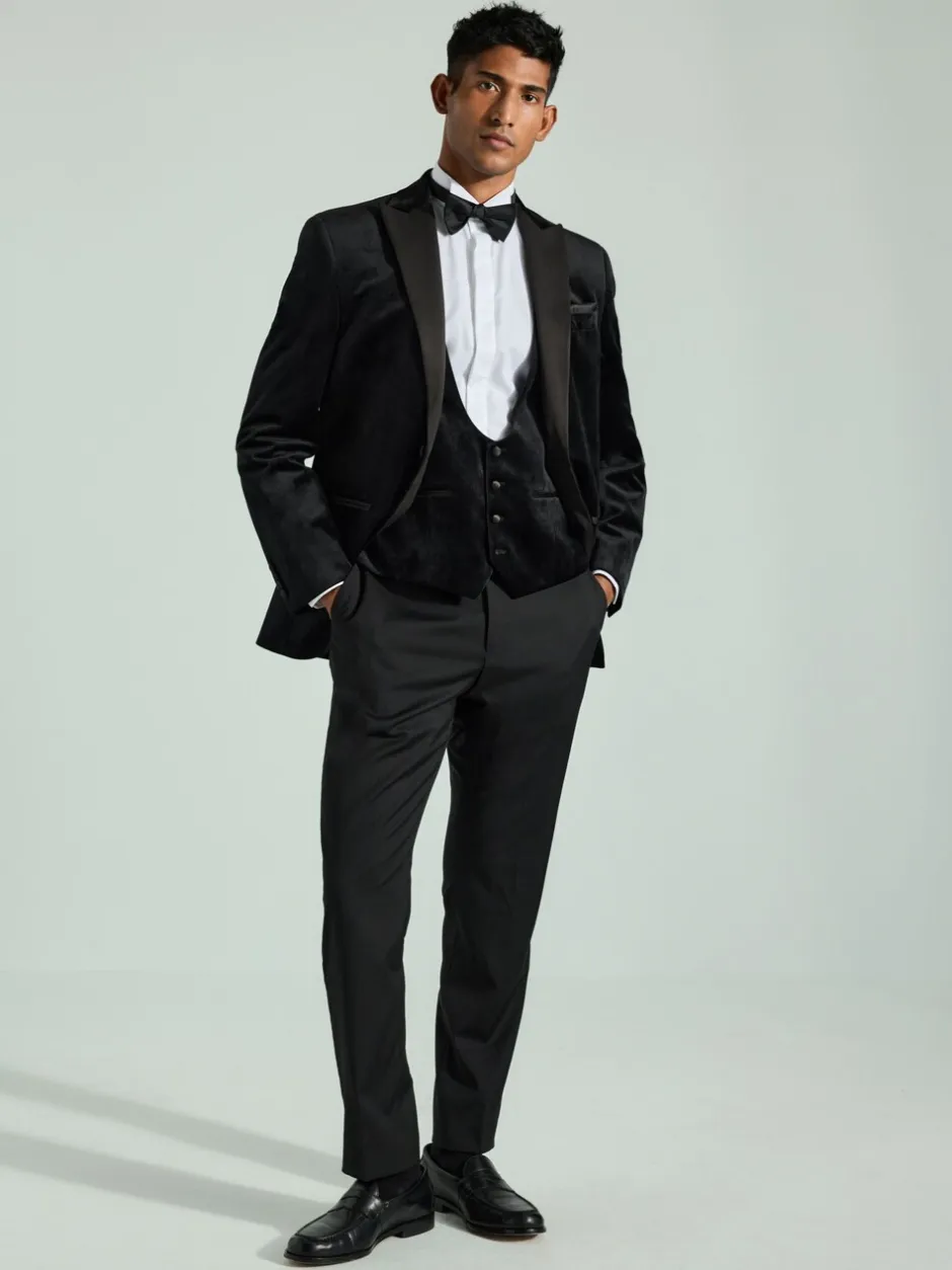 Vesten|Next - Velvet Waistcoat Zwart