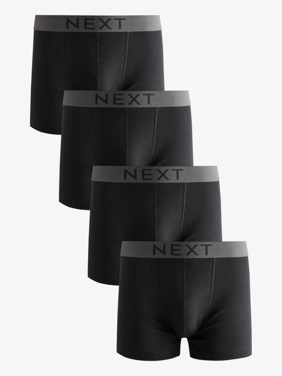 Ondergoed|Ondergoed*Next Zwart - Verpakking van 4 - 100% katoenen boxershorts