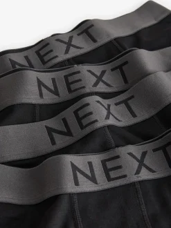 Ondergoed|Ondergoed*Next Zwart - Verpakking van 4 - 100% katoenen boxershorts