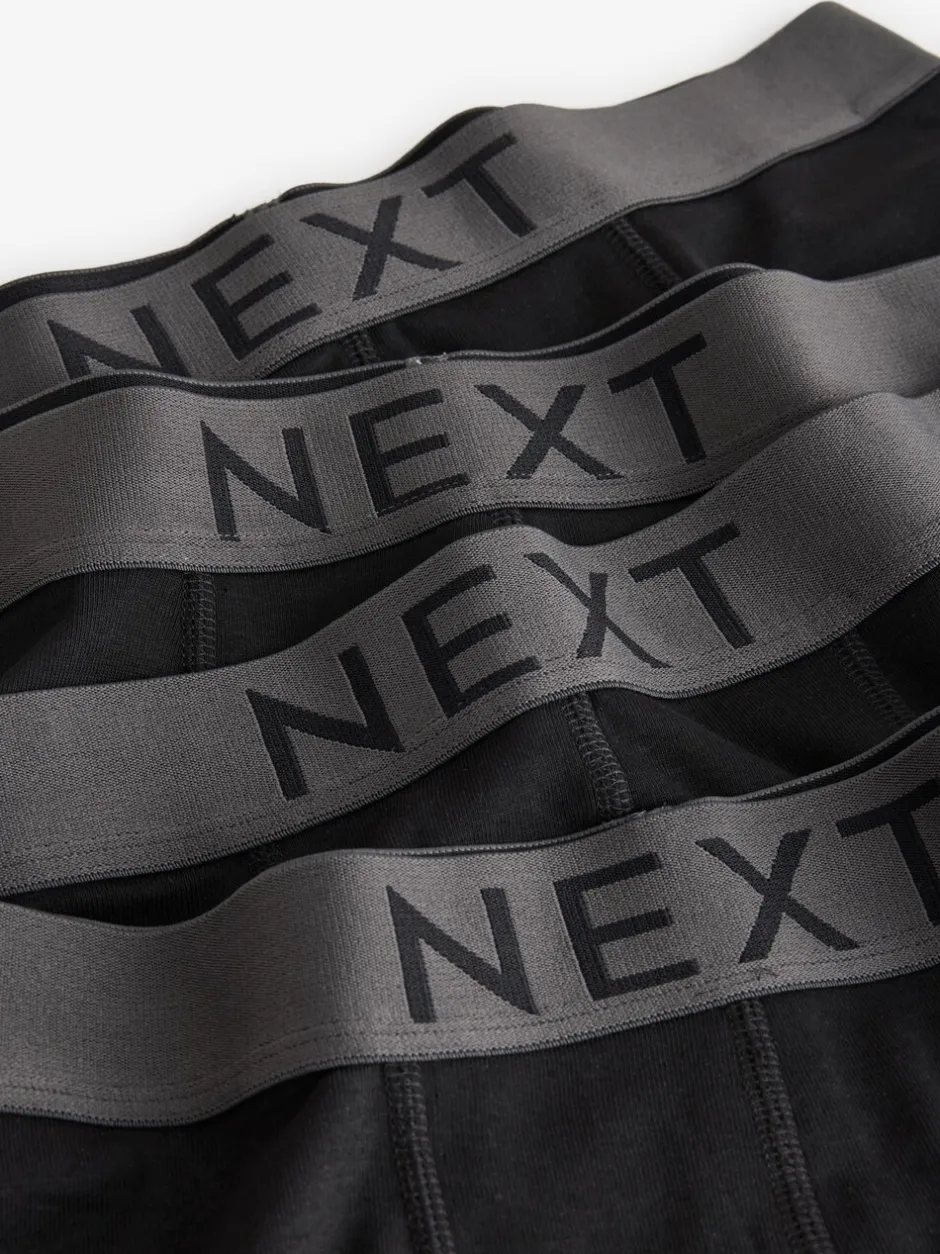 Ondergoed|Ondergoed*Next Zwart - Verpakking van 4 - 100% katoenen boxershorts
