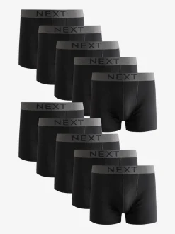 Ondergoed|Ondergoed|Next Zwart - Verpakking van 10 - 100% katoenen boxershorts