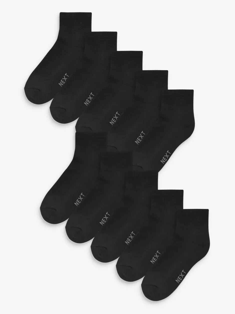 Sokken|Sokken|Next - Verpakking van 10 - Halfhoge sneakersokken met demping Zwart