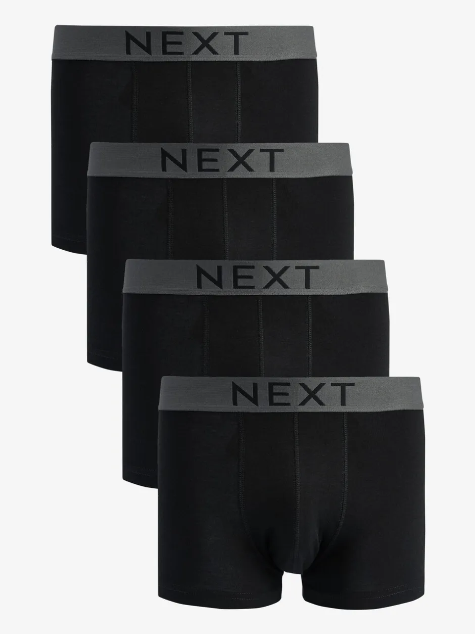 Ondergoed|Ondergoed|Next - Verpakking van 4 - Hipster boxershorts van 100% katoen Zwart