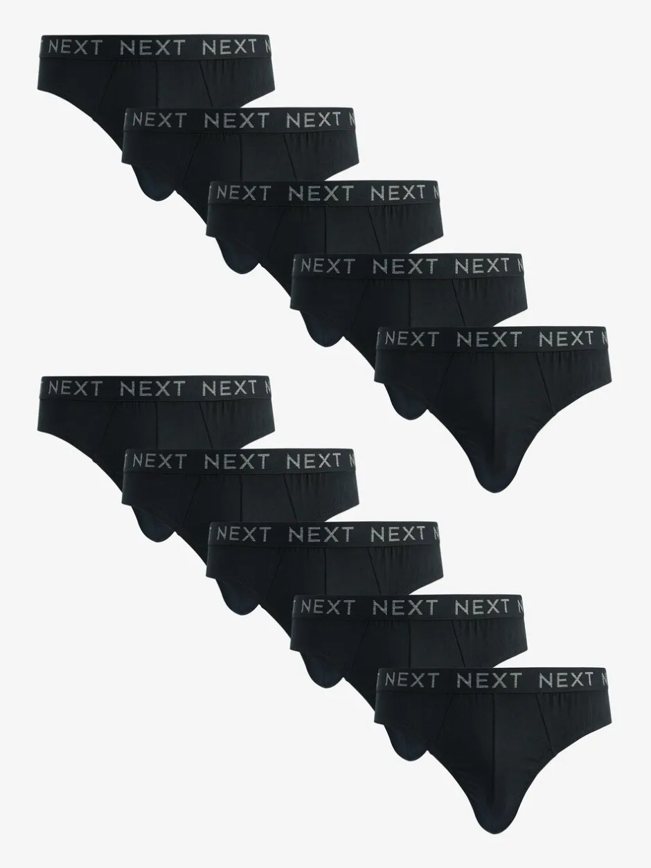 Ondergoed|Ondergoed|Next - Verpakking van 10 - Katoenrijke slips Zwart