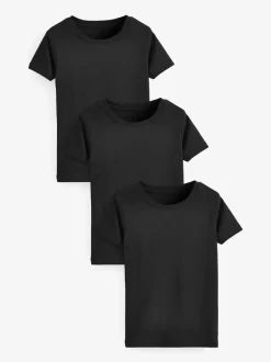 Ondergoed|Rompertjes En Hemdjes|Next - Verpakking van 3 100% katoenen shirts met korte mouwen (1,5-16jr) Zwart