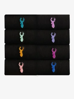 Sokken|Sokken|Next Zwart - Verpakking van 8 - Meerkleurige Stag Lasting Fresh sokken met borduursel